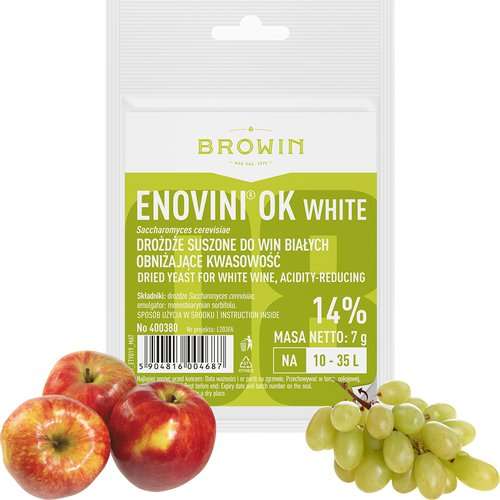 Enovini® OK WHITE - drożdże winiarskie obniżające kwasowość, 7 g