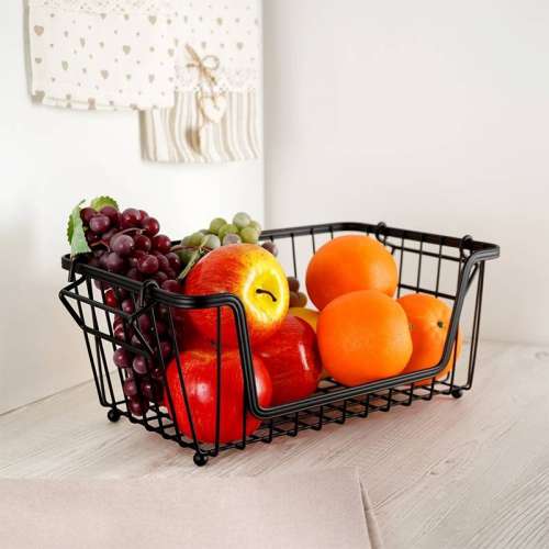 Koszyk kosz  na owoce i warzywa metalowy czarny loft 32x20x13,5 cm