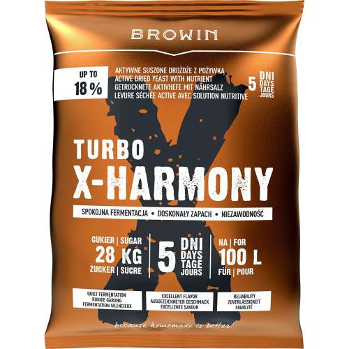 X-HARMONY TURBO drożdże gorzelnicze 18% na100L 360g